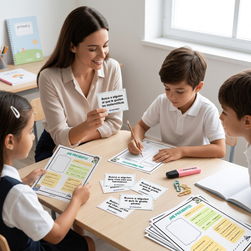 Descarga la ficha "¡Me presento!" para Primaria. Un recurso ideal para el primer día de clase donde los alumnos comparten sus gustos, sueños y personalidad, fom