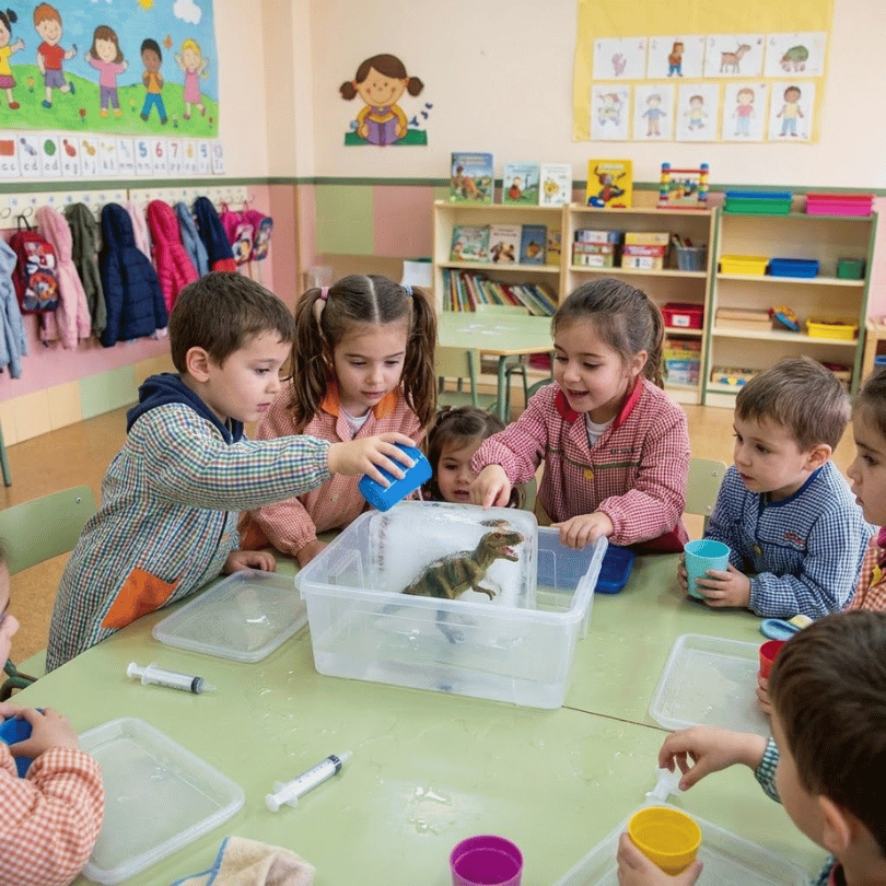 Descarga la actividad práctica "¡Salvemos a los dinosaurios!" para niños de 4 a 5 años. Un experimento de ciencia y juego sobre los cambios de estado del agua,
