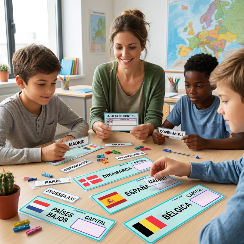 recurso educativo basado en tarjetas para aprender las capitales de los países de la unión europea de manera interactiva contiene 27 tarjetas con los países de...