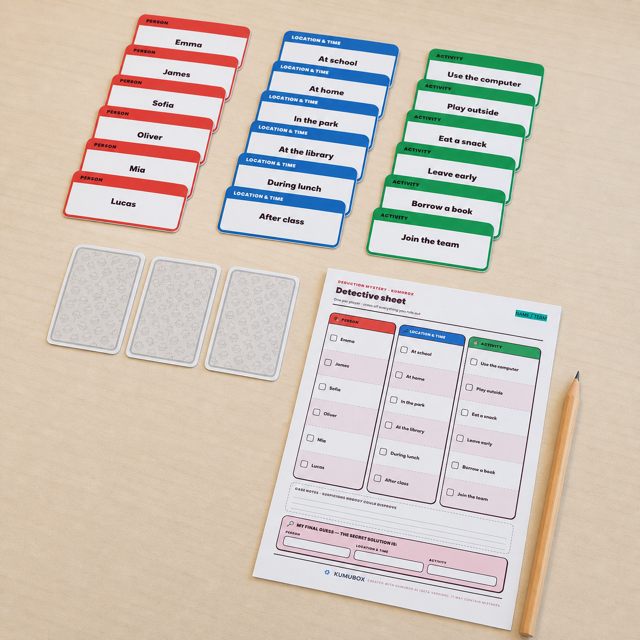 Misterio de deducción imprimible con 18 cartas para practicar peticiones y respuestas de permiso en inglés en 6º de Primaria.