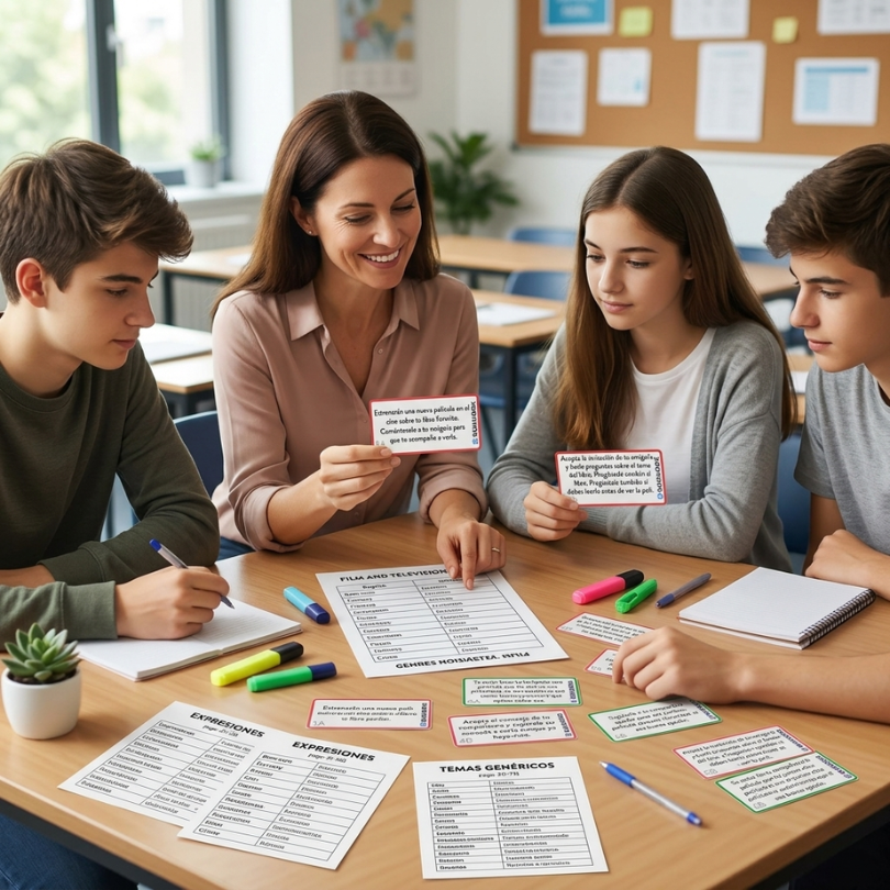 pack de tarjetas diseñadas para mejorar la expresión oral en inglés a través de conversaciones en pareja sobre cine series y programas de televisión incluye 18...