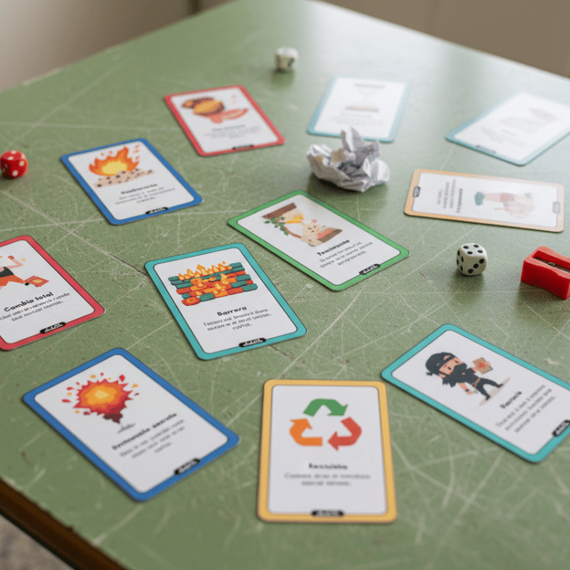 E-book con 10 dinámicas gamificadas basadas en cartas, adaptables a cualquier asignatura, que promueven la motivación, el trabajo cooperativo y el aprendizaje
